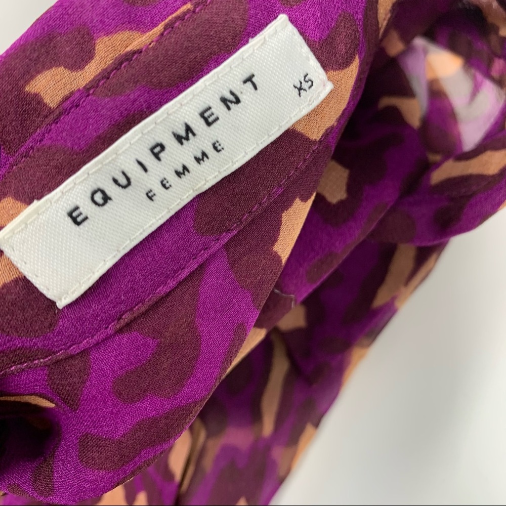Equipment Sheer Pink Leopard Animal Button down - Picture 13 of 14